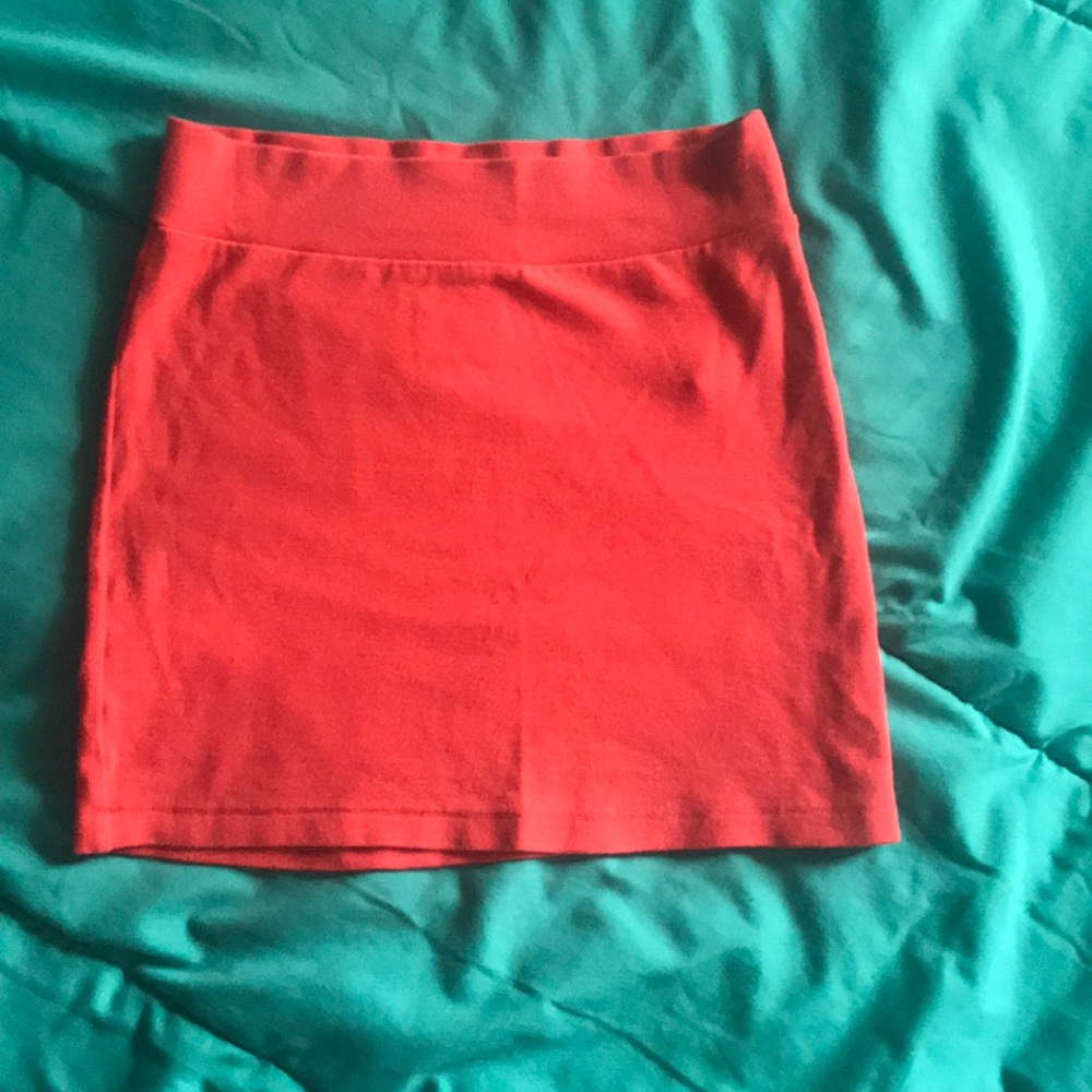 Dark orange/coral body-con skirt